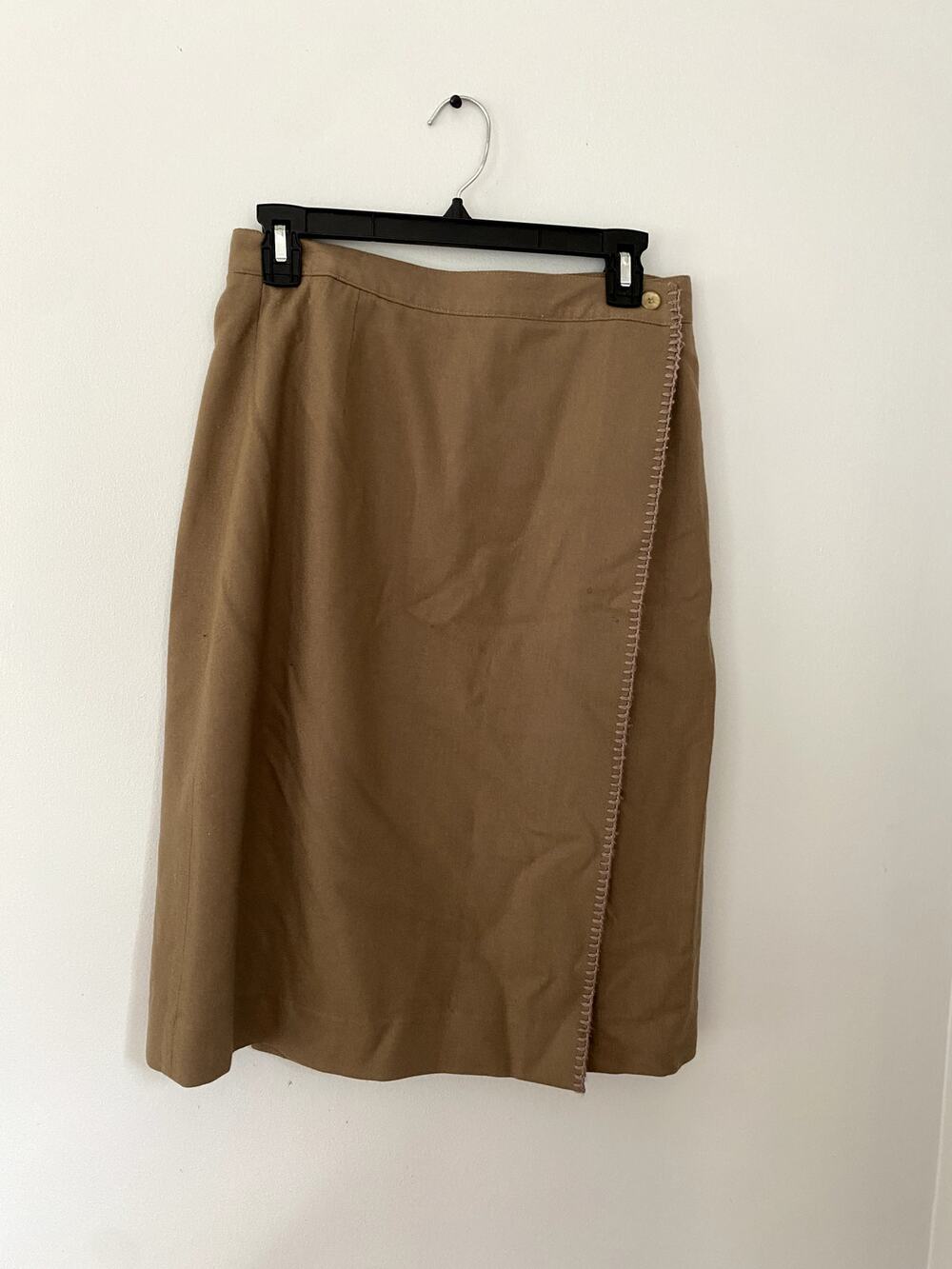 Vintage LL BEAN Womens' SIZE 12 Wrap Around 100% PURE WOOL SKIRT Brown L.L. Bean